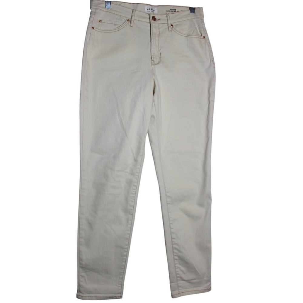 Nicole Miller Nomad‎ Super High Rise Taper Cream Denim Jeans Size 4